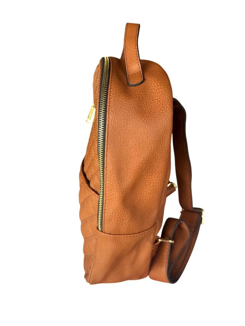 Steve Madden Quilted Cognac Faux Leather Mini Backpack Travel Work Quiet Luxury - Picture 2 of 14
